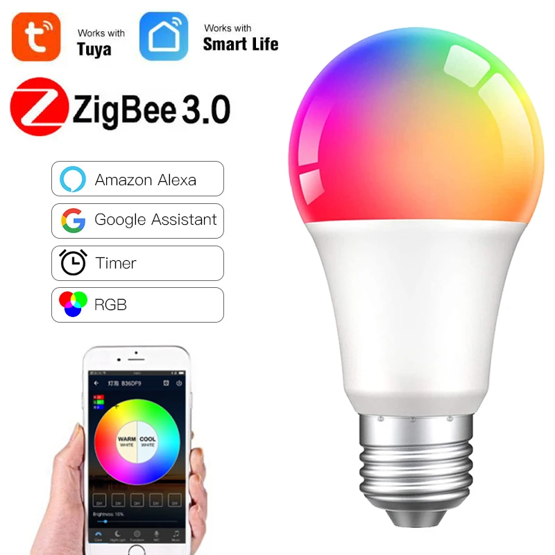 

WiFi RGB E27 LED Smart Light Bulb Colour Changing Lamp Smart Voice Control Alexa Google Home Assistant APP Remote Dimmable Bulb
