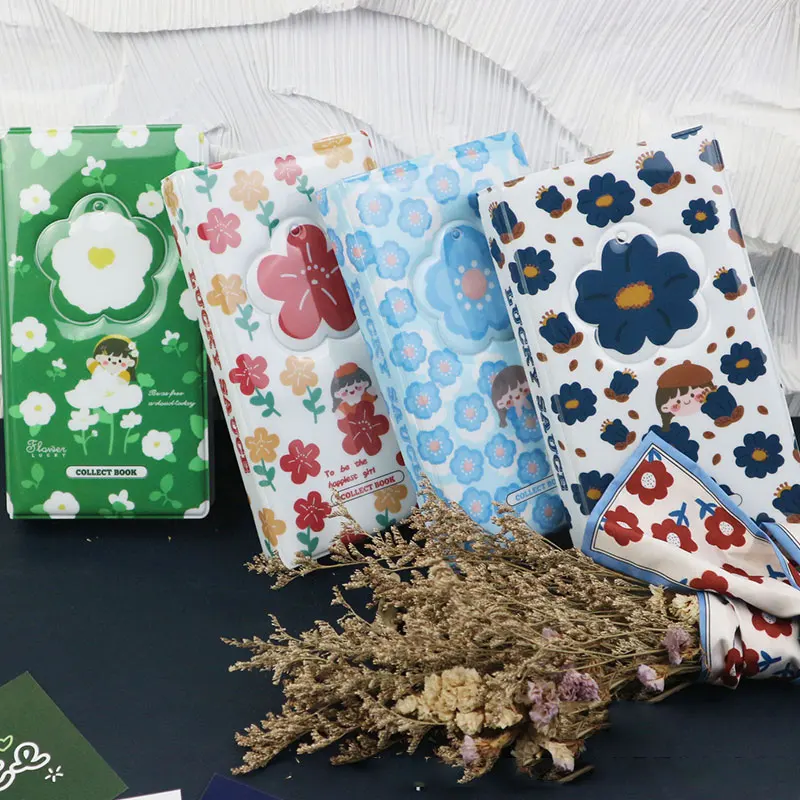 

3 Inch Photo Album PVC Floral Photo Sticker Album Mini Photo Album Photos Instax Album Transparent Glitter Card Holder