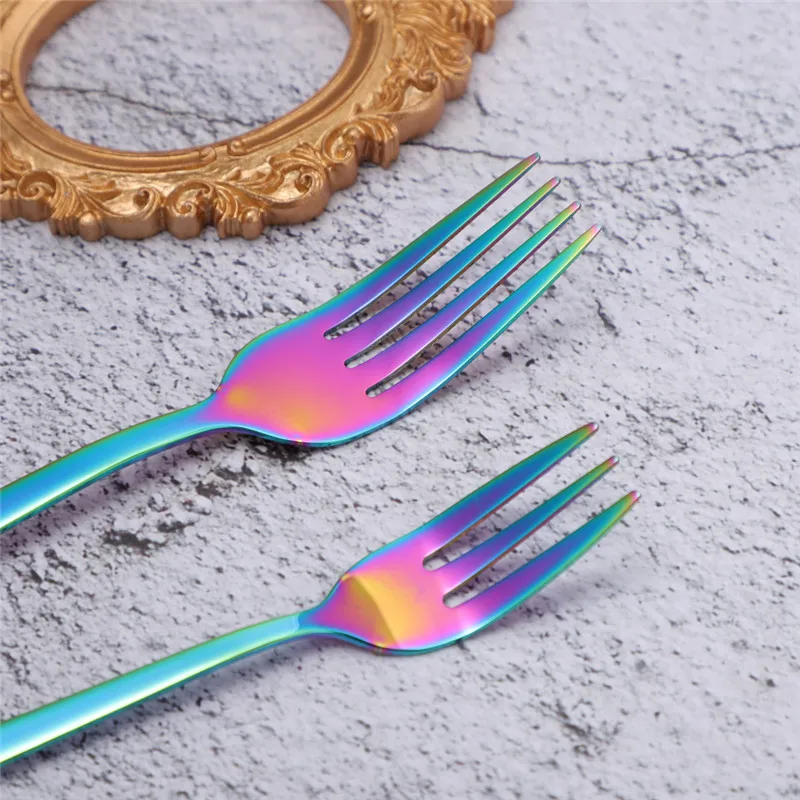 Набор радужной столовой посуды из нержавеющей стали | Дом и сад