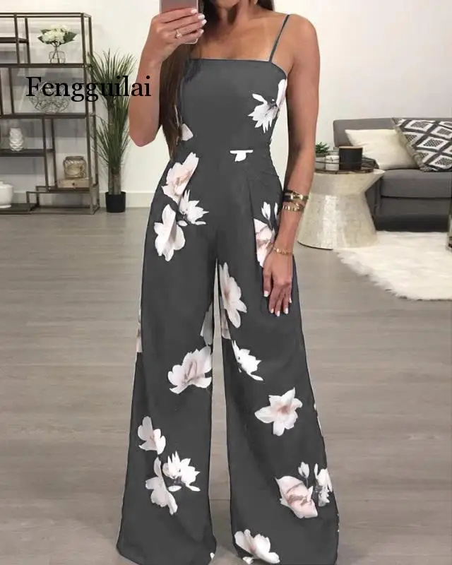New Womens Summer Playsuit Romper Jumpsuit Ladies Sleeveless Casual Floral Print Sleeveless Fashion Jumpsuit 2020 Hot Plus Size