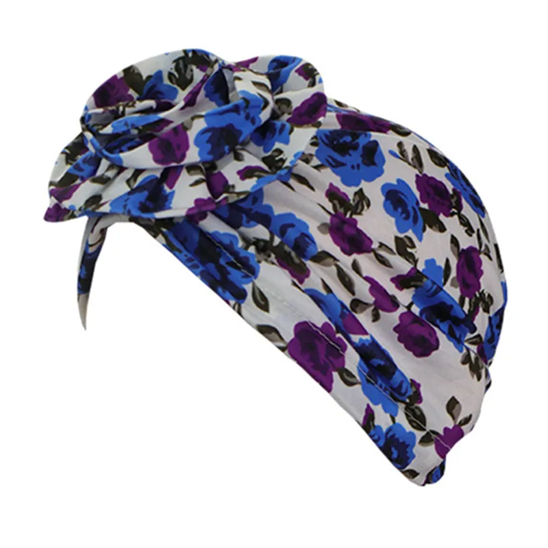 Мусульманский женский большой цветочный принт тюрбан из хлопка шляпа Головной
