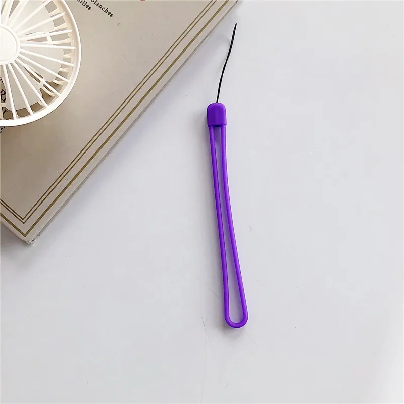 Purple Жидкий мягкий резиновый силиконовый ремешок на запястье для ключей мобильный телефон ремешок с подвеской для iPhone samsung huawei палец кольцо кулон - Цвет: Purple