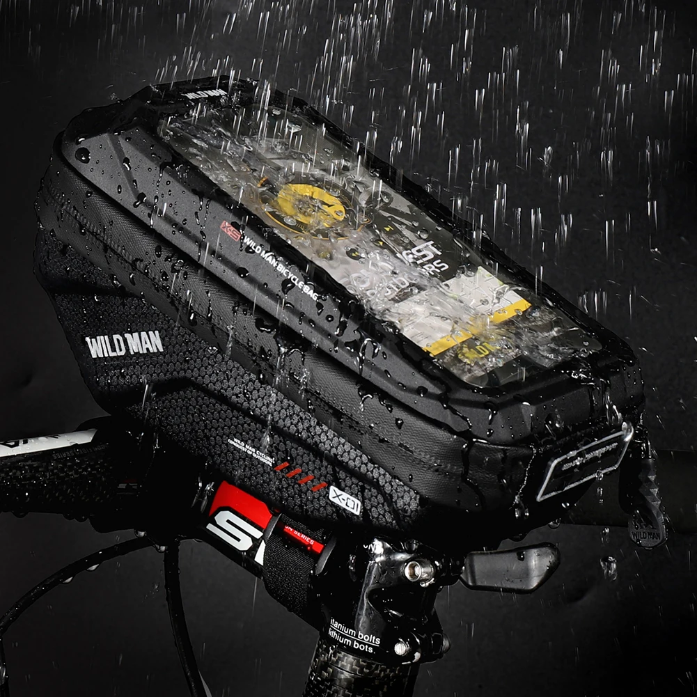 wild man bicycle touch screen waterproof bags bike handlebar top tube pouch mtb road bike bag 6 5 phone case bike accessories free global shipping