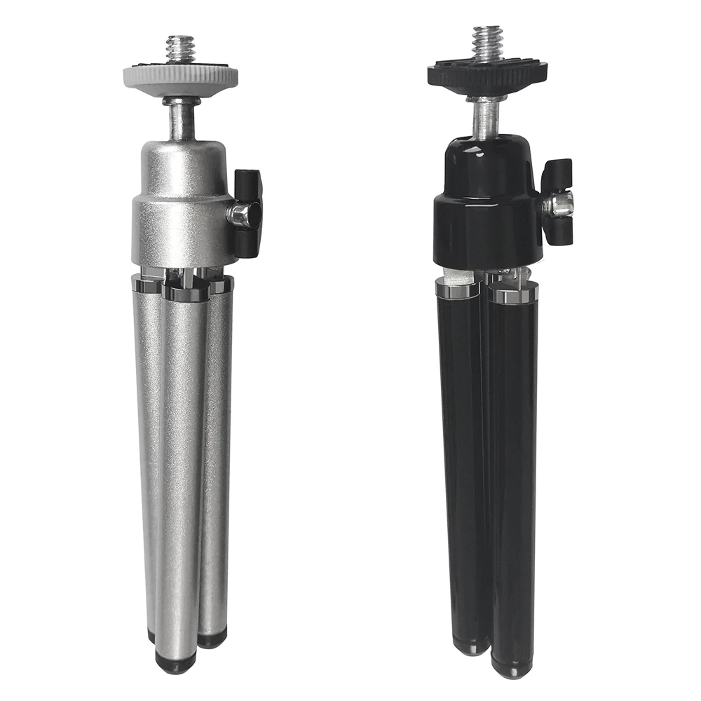 Protable Mini Tripod Aluminum Metal Light Weight Folding Tripod Stand Mount 1/4 Screw for Smartphone with Phone Clip Tripod