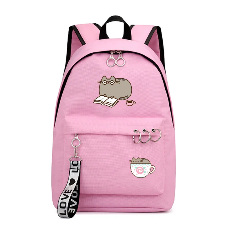 Pink D IMIDO Punsheen Cat студенческие рюкзаки аниме Kawaii школьные сумки для девочек Твердые круглые украшения для подростков повседневный рюкзак для путешествий - Цвет: Pink D