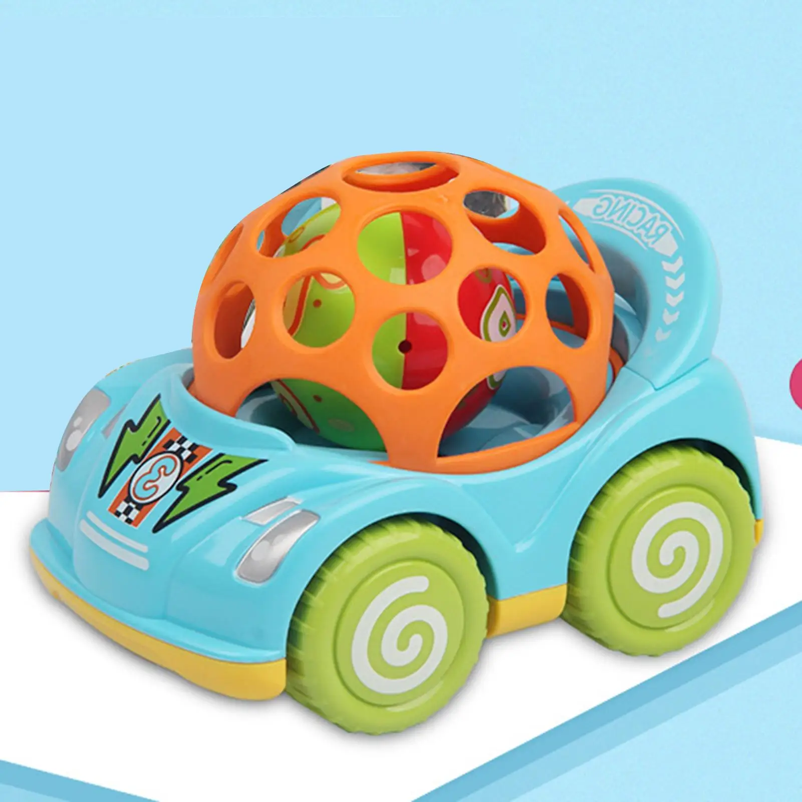 

Mini Cute Cartoon Baby Rattle Roll Ball Car Hand Bell Educational Playing Toy