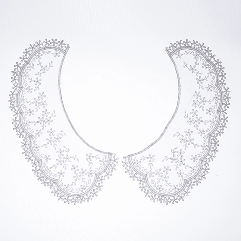 1 пара белый сетчатый кружевной воротник отделка аппликацией для одежды вышитая