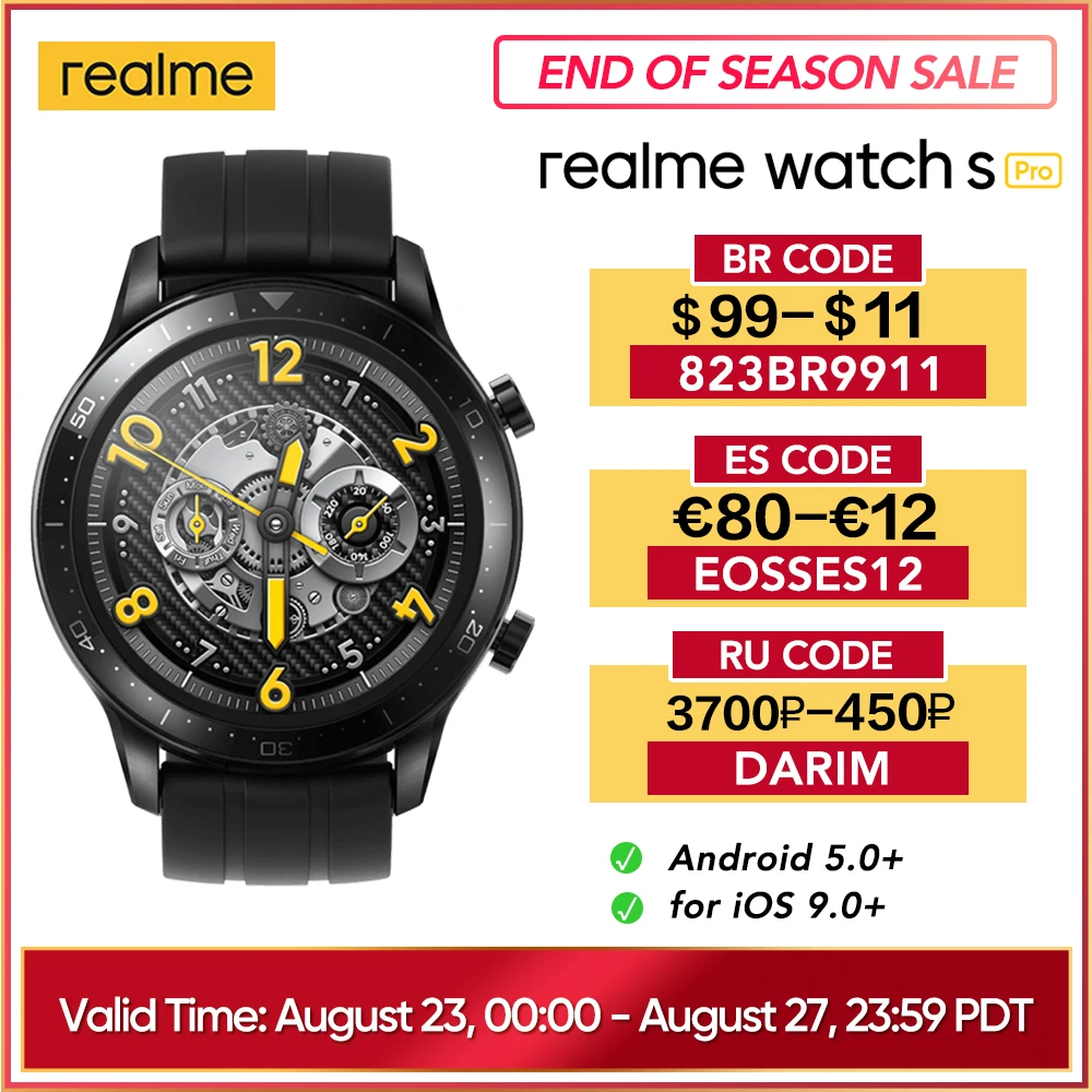 Смарт часы realme Watch S pro 1 39 дюйма всегда на дисплее мощный двойной процессор спутник