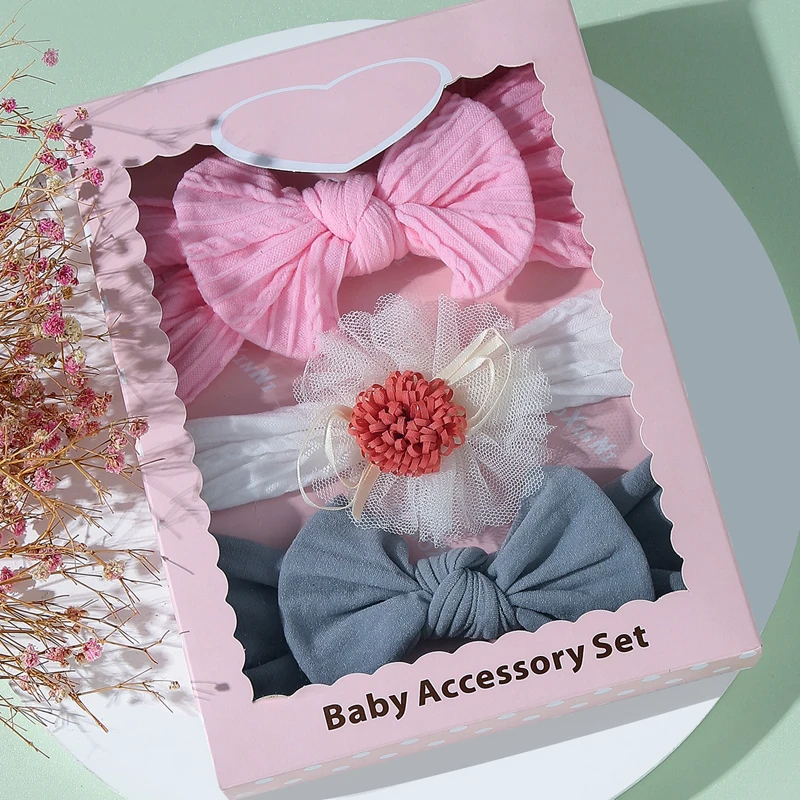 

3Pcs Baby Newborn Headband Bowknot Elastic Bows Hairbands for Girls Star Infant Kids Headwear Kawaii Flower Hair Accessories Set