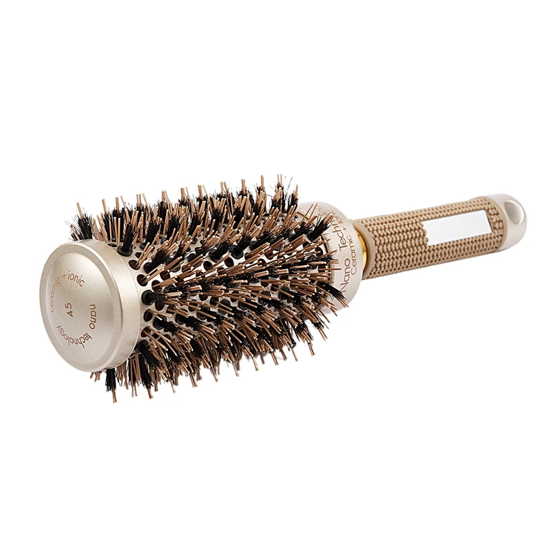 

Round Barrel Hair Brush with Simulation Boar Bristle, for Hair Drying, Styling, Curling, Gold (1.8 inch)