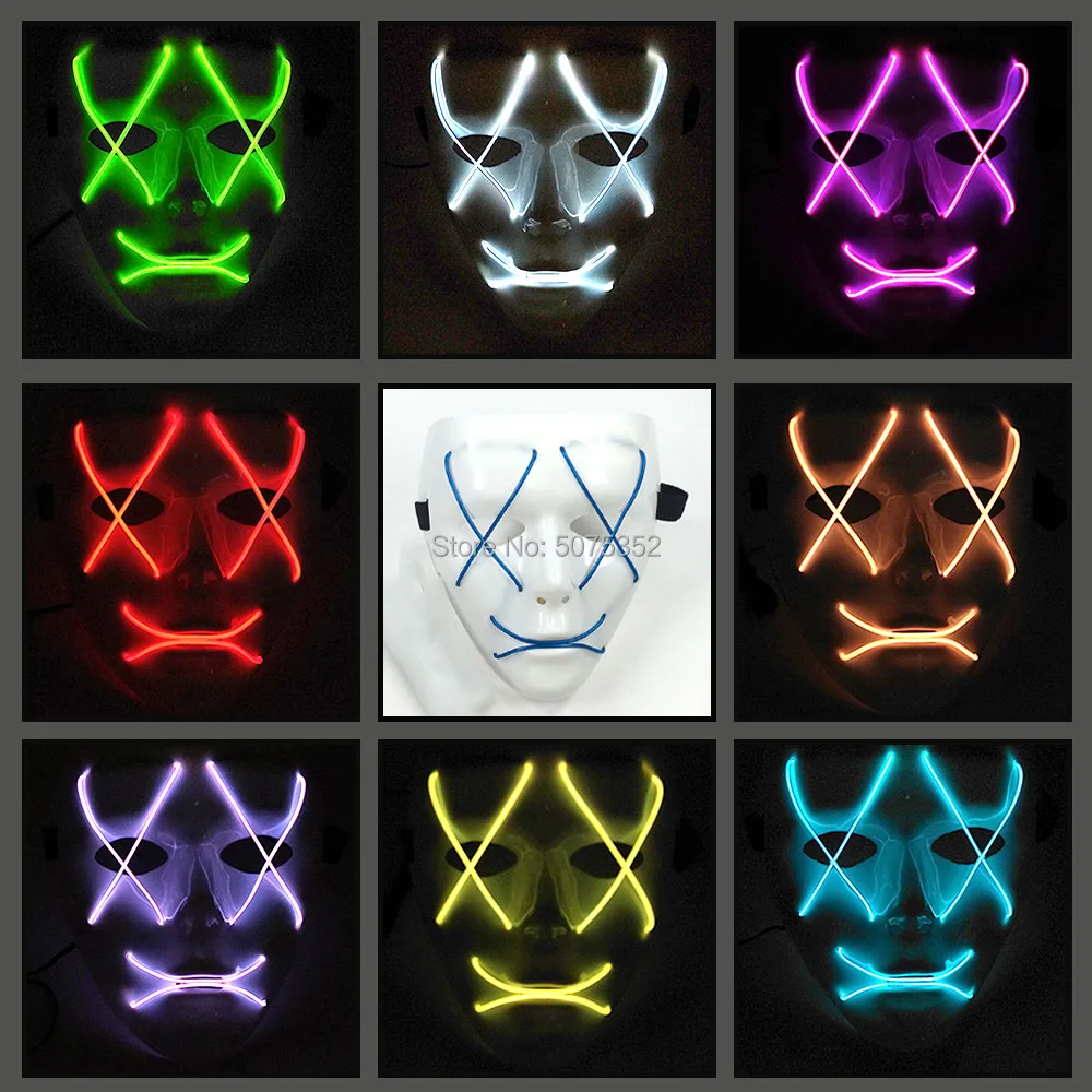 Дешевая цена EL Wire Mask тушь для ресниц карнавальный костюм реквизит неоновая