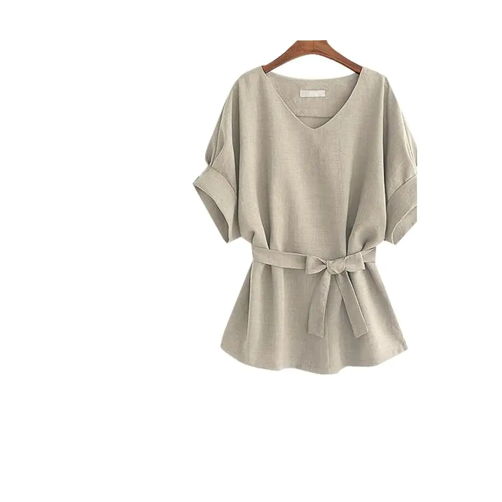 Женская Свободная блузка Yfashion однотонная с v образным вырезом и коротким рукавом