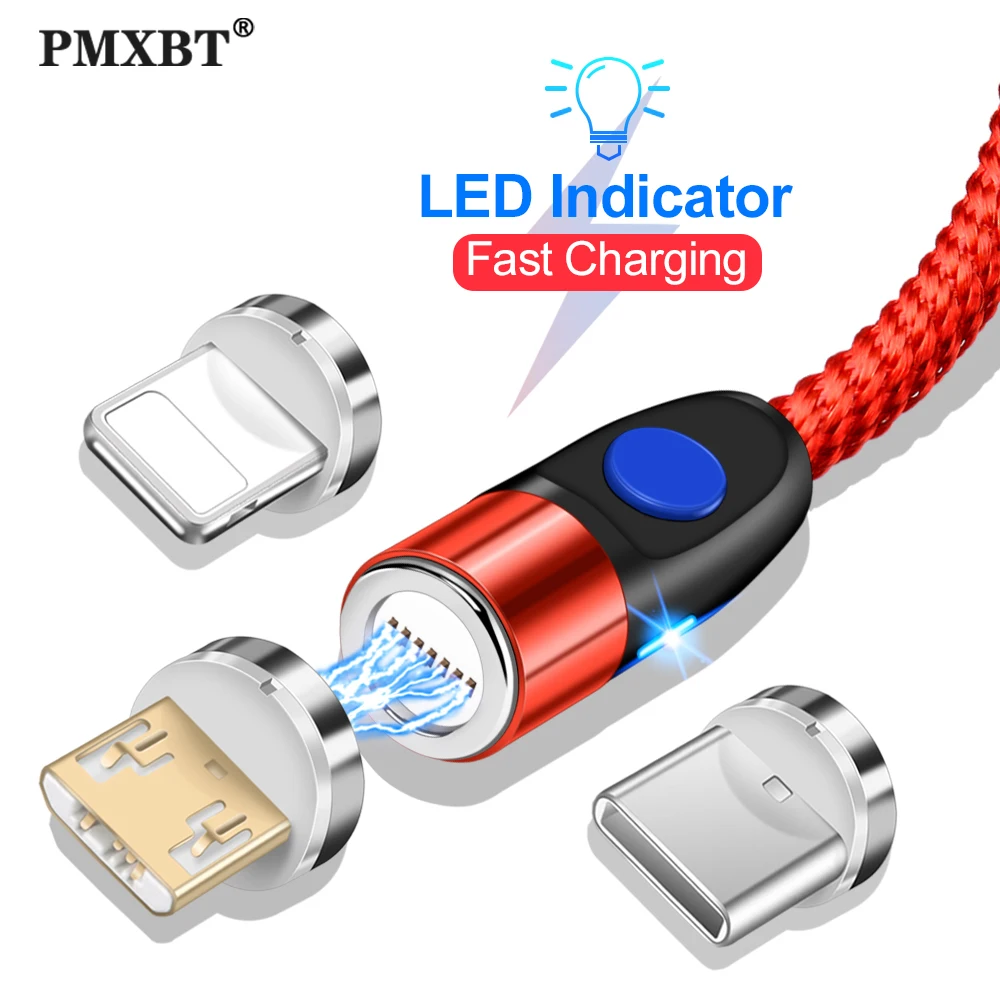

Magnetic USB Cable 3A Fast Charging LED Micro USB Type C Magnet Data Cord For iPhone 12 Xiaomi Samsung Mobile Phone Charge Cable