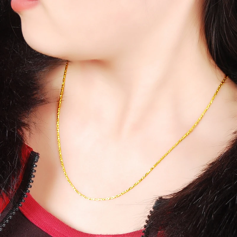 Ожерелье из настоящего золота 24 К ожерелье с крысиным хвостом 2 мм женский