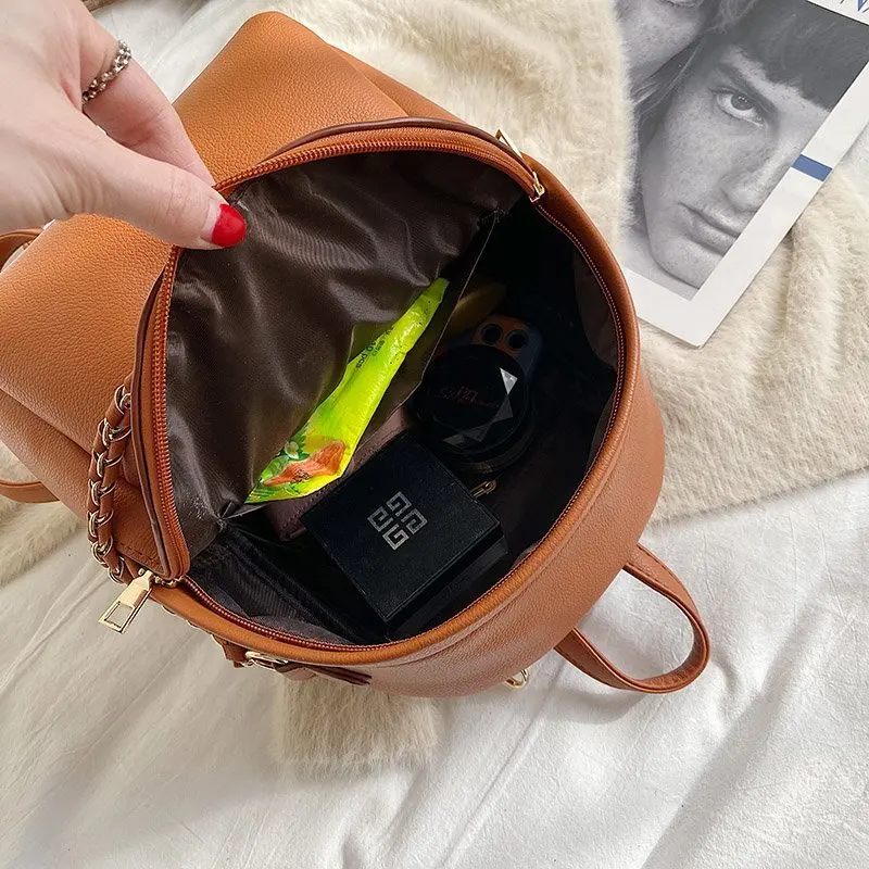 

Women's Leather Backpack Student Schoolbag Large Capacity Outdoor Travel Backpack High Quality Ladies Luxury Bag 2021 New Bag