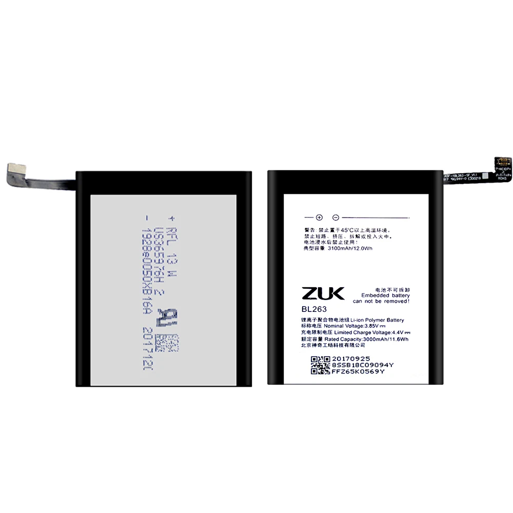 100% Оригинальный аккумулятор BL263 для Lenovo ZUK Z2 PRO Z2Pro Z2121 3000/3100 мАч Литий Полимерный