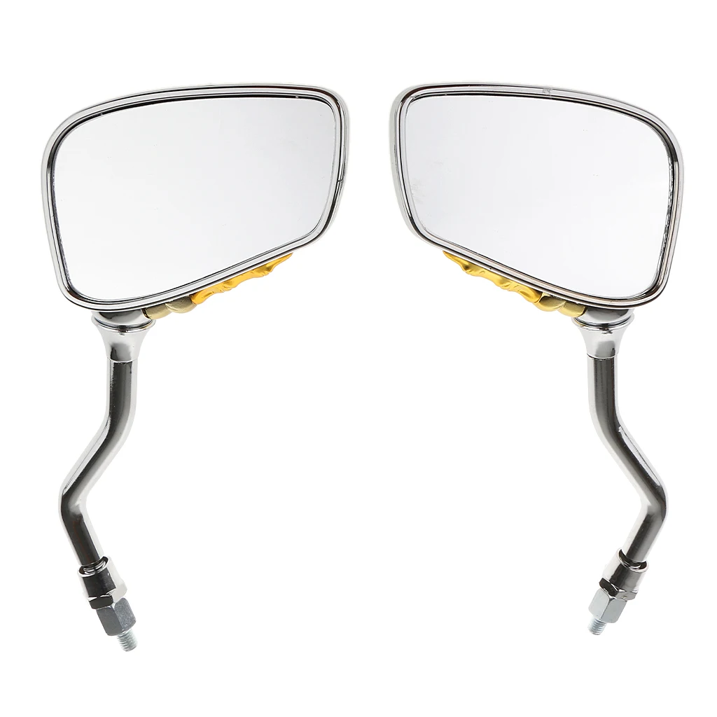 

4pcs Aluminum 8mm 10mm Skull Skeleton Hand Claw Rear View Mirrors Adjustable Rearview Side Mirror for Motorcycle - Gold+Red