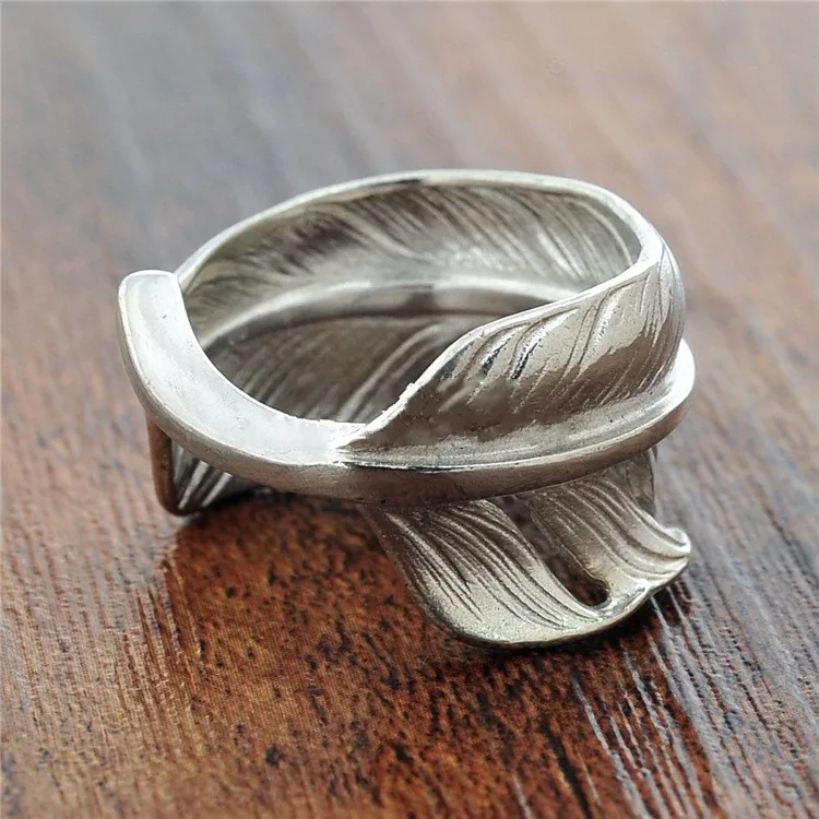 Оригинальная копия мужских и женских колец из серебра 925 пробы кольцо с перьями