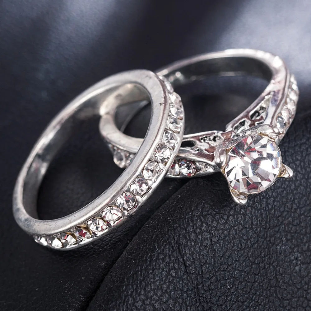 2 шт./компл. шар кольцо Bijoux Femme(украшения своими руками) Модные украшения Bijoux(украшения своими руками) с украшениями в виде серебристых кристаллов Обручение свадебные кольца для мужчин и женщин Anel