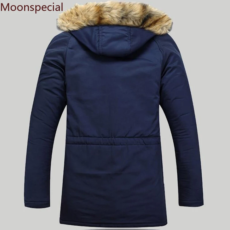 8XL Thick Warm Parkas Coat Winter Jacket Men -15 Degree Hooded Fur Casual Long Outwear Hooded Collar Windbreaker Jackets Coat