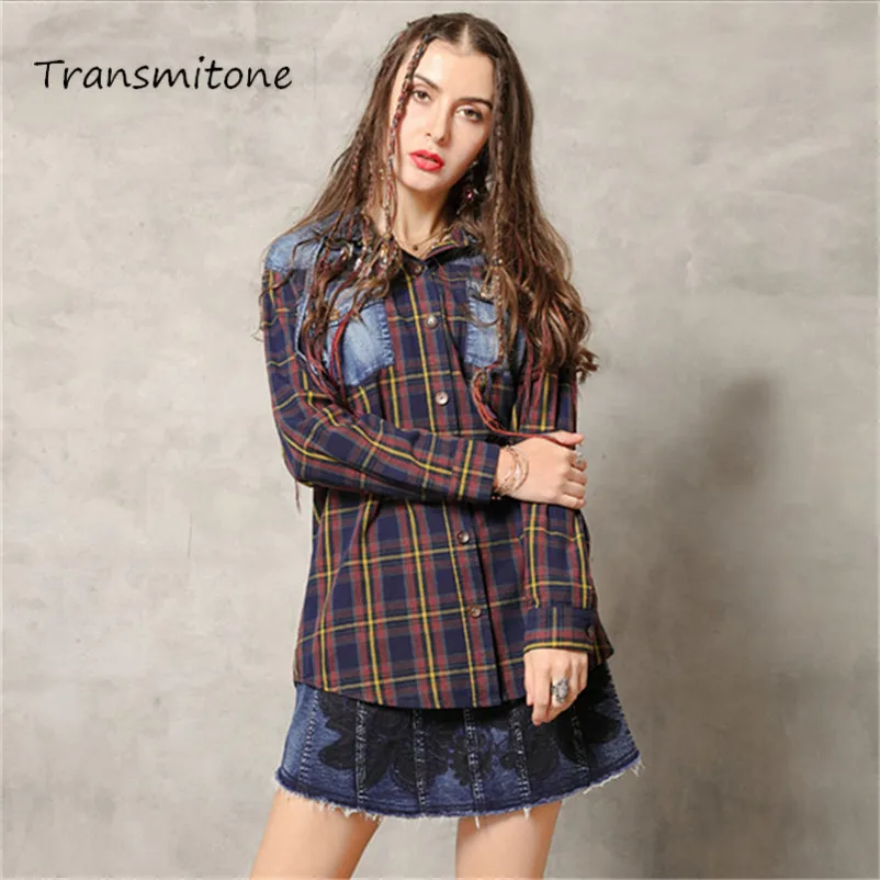 

High Quality Women Shirt Blouse 2020 Spring Vintage Turn-down Collar Plaid Women's Tops 100% Cotton Shirt Hooded Blouses 9285