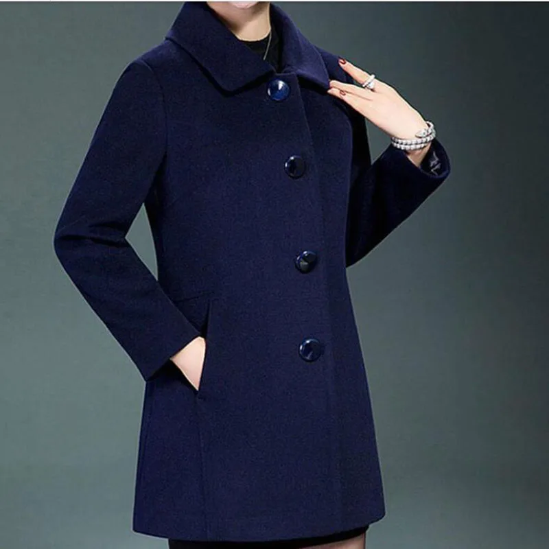 Женское однобортное пальто из смешанной шерсти базовое шерстяное элегантное