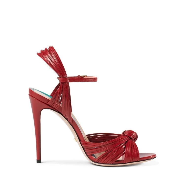 

2019 new high-heeled sandals woven with thin ribbon women's large size shoes