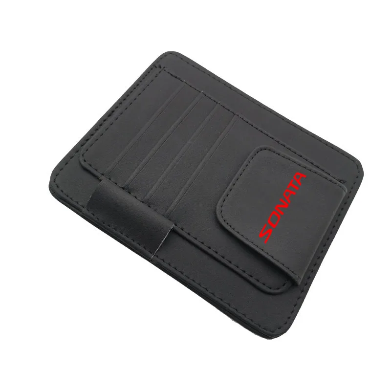 Pu Leather Visor Card Storage Sun Organizer Tool Pouch Bag Pen Glasses Holder For Hyundai Sonata | Автомобили и мотоциклы