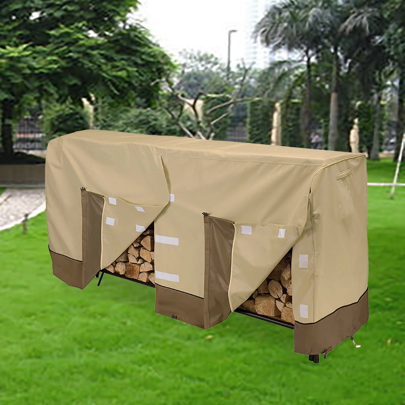 

Wood Rain Cover Windshield Firewood Shed Waterproof Cover 4 Feet Oxford Fabric Rainproof Dust Protection Cover Brown