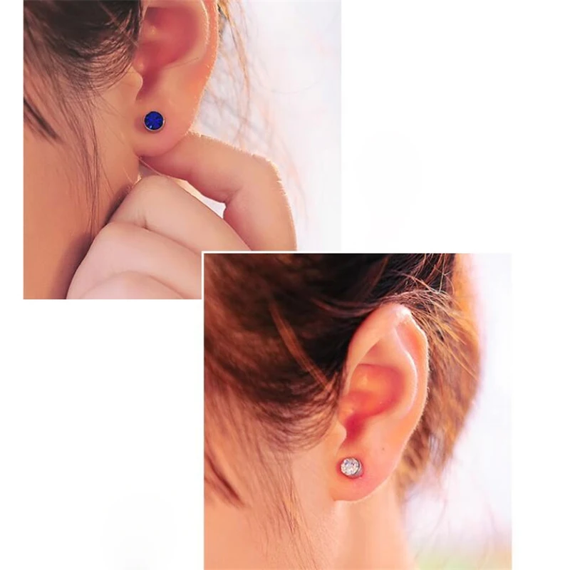

Minimalism Crystal Magnetite Stud Earrings For Women Girls Ear Jewelry Accessories Fashion Vintage Punk Stainless Earring Gifts