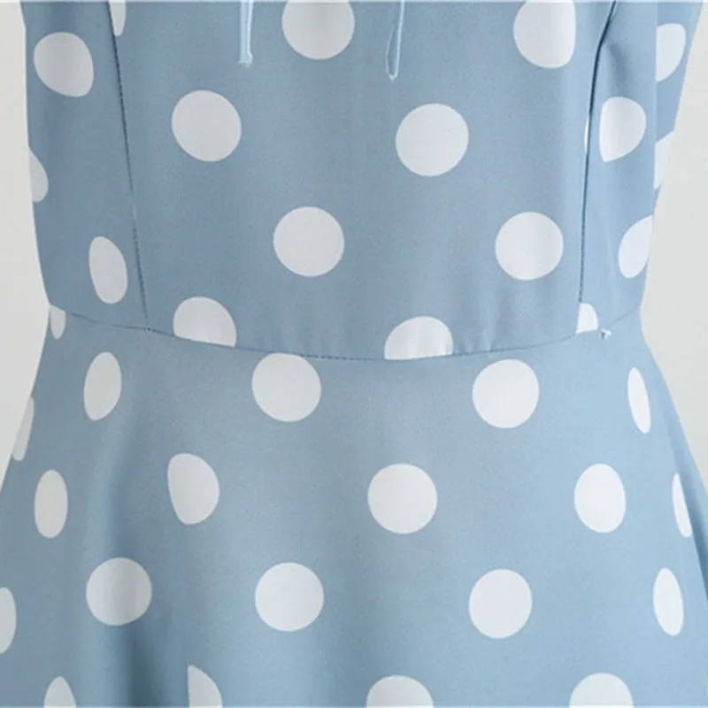 Женское винтажное платье в горошек желтое Повседневное стиле ретро с разрезами