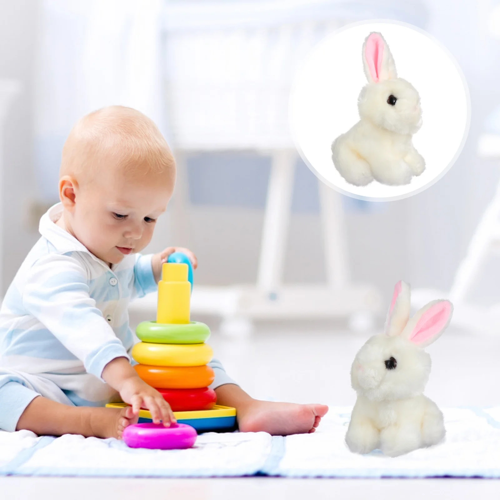 

1 шт., мультяшная кукла, пушистый кролик, эластичная детская игрушка (белый)