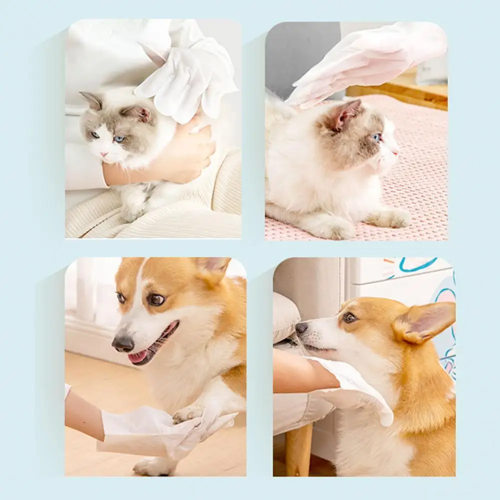 

Disposable 4Pcs Soft Winter Cat Dog Water-free Bathing Wipes Fiber Material Dog Bath Wipes No Rinse Pet Supplies