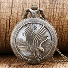 Часы в стиле панк, с полым орлом, кварцевые карманные часы, арабские цифры, белый циферблат, цепочка для свитера, винтажные часы, подарки