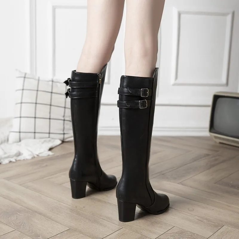 Women's Boots Autumn Shoes Boots-women  Sexy Thigh High Heels High Sexy Luxury Designer Round Toe 2021 Mid Calf Rubber Over-the-