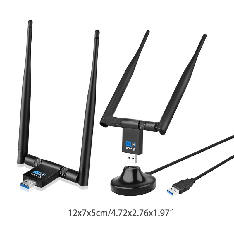 

T3EB 2,4G/5,8G беспроводная сетевая карта для настольного ПК Поддержка Windows XP Vista USB WiFi адаптер 1200 Мбит/с