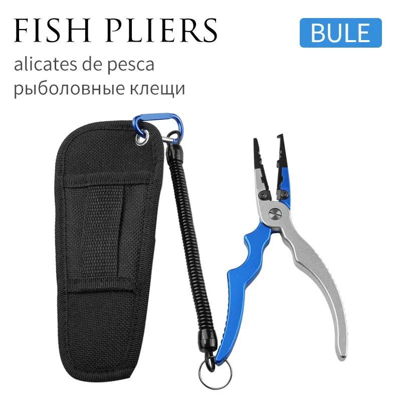 Blue pliers LINNHUE, рыболовные плоскогубцы из алюминиевого сплава, набор для захвата, рыболовные снасти, крючок для восстановления, резак, линия, разъемное кольцо, высокое качество, рыболовный инструмент, хит - Цвет: Blue pliers