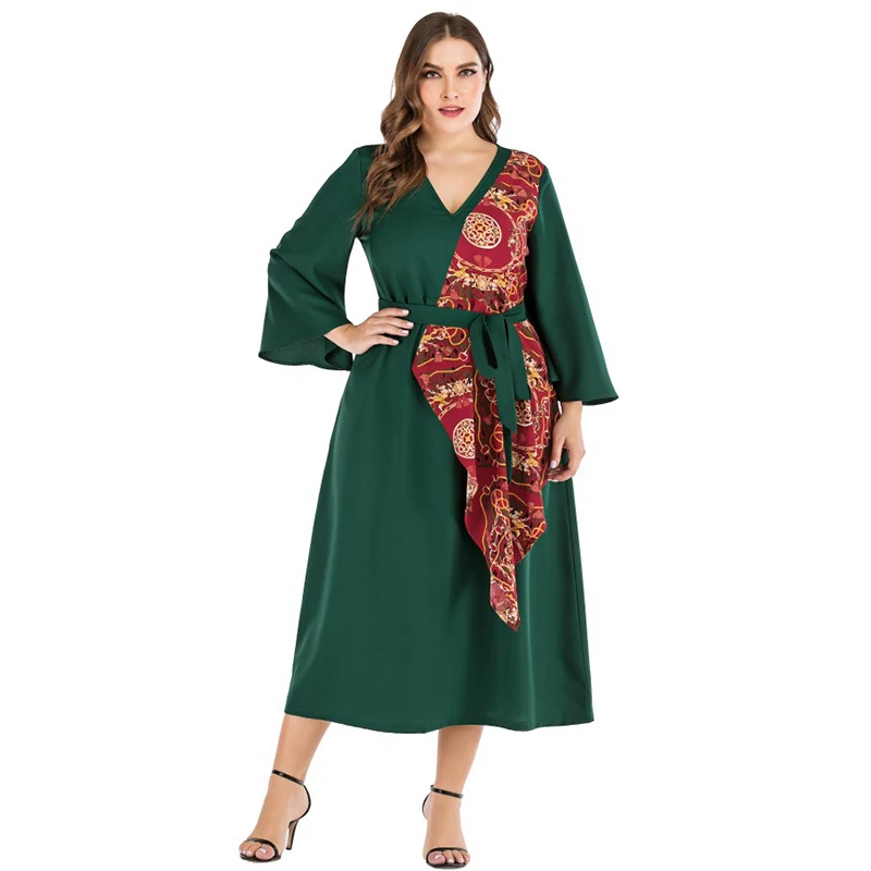 Женское платье-миди Siskakia размера плюс с этническим принтом в стиле пэчворк