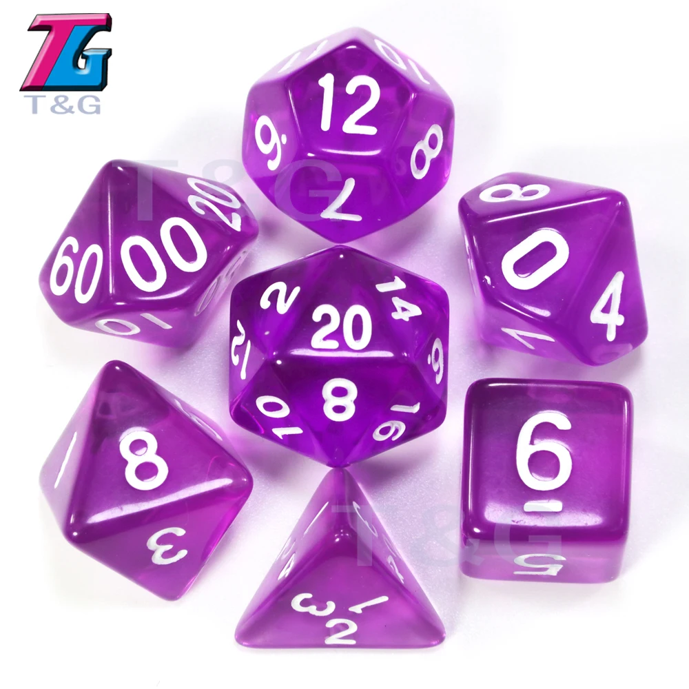 7 шт./компл. T& g многогранник Dados D& D кости с эффект мраморной поверхности, прозрачный D4 D6 D8 D10 D10% D12 D20 игральные кости