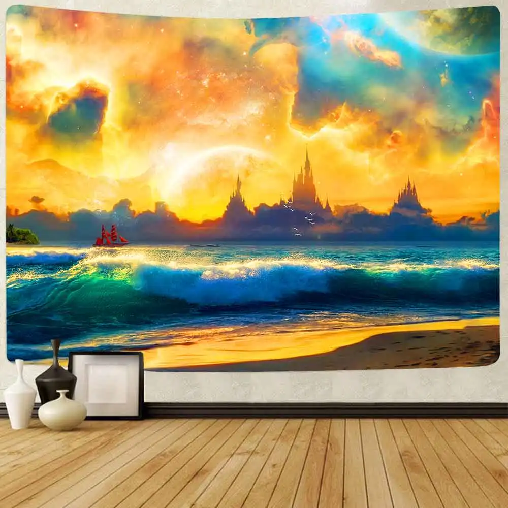 Simsant Colorful Tree Tapestry Psychedelic Forest River Wall Hanging Tapestries for Living Room Bedroom Dorm Home Blanket Decor | Дом и сад