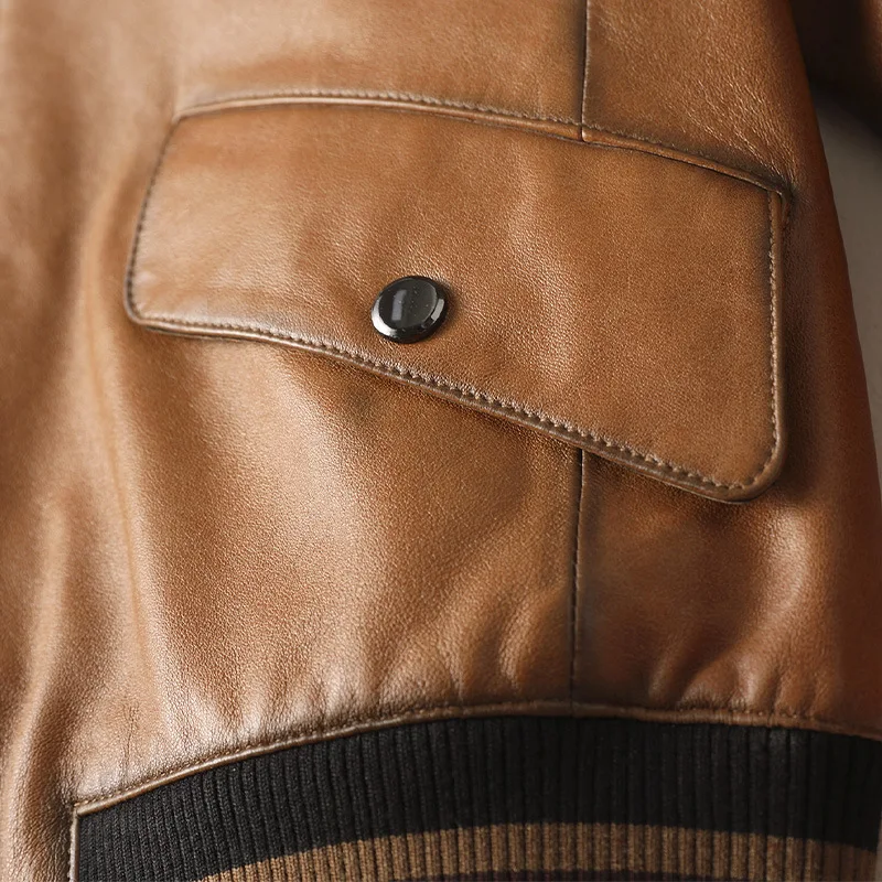 

2021 Spring New Sheepskin Zipper Up Coat Women's High Quality Genuine Leather Casual Short Motorcycle Jacket Suit with Pocket