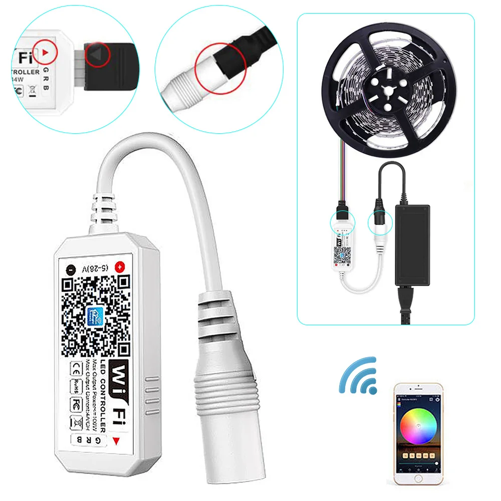 

Wifi Mini RGB Bluetooth Controller DC 5V 28V Mini Music Bluetooth Controller LED Strip Smart Controller for RGB RGBW LED Strip z
