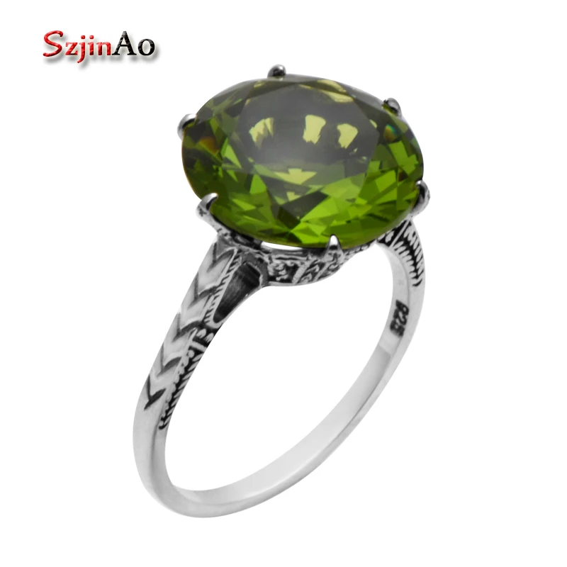 

Женское кольцо из перидота, свадебное кольцо из стерлингового серебра 925 пробы с драгоценным камнем, богемное винтажное антикварное ювелир...