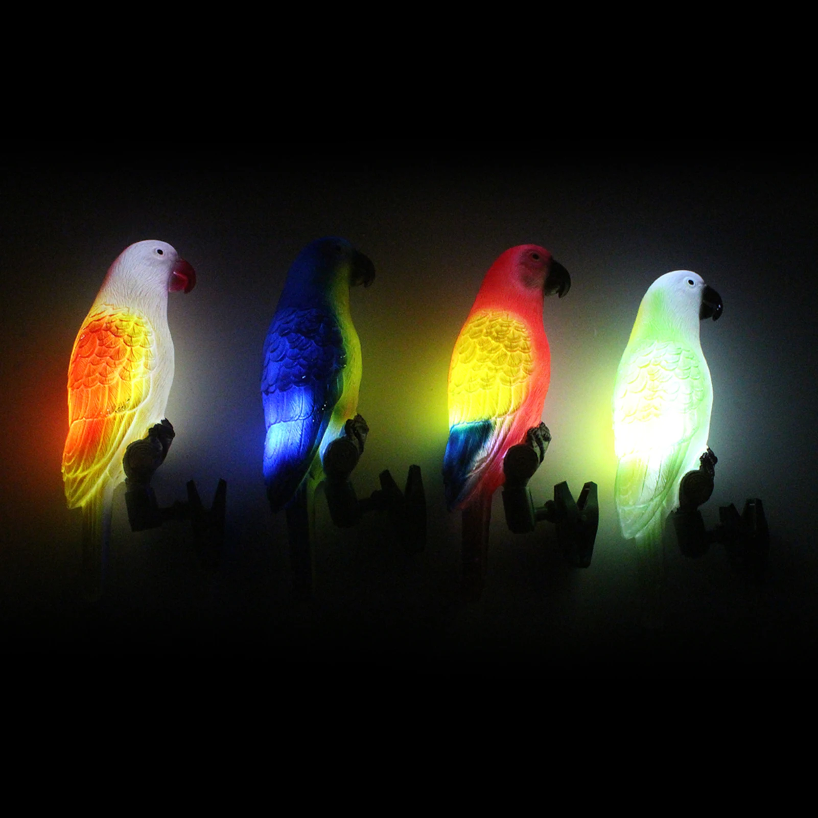 

4PCS LED Solar Lights Cute Parrot Shaped Outdoor Lawn Clip Lights Waterproof Bird Fairy Landscape Lamp Night Animal Shape Path