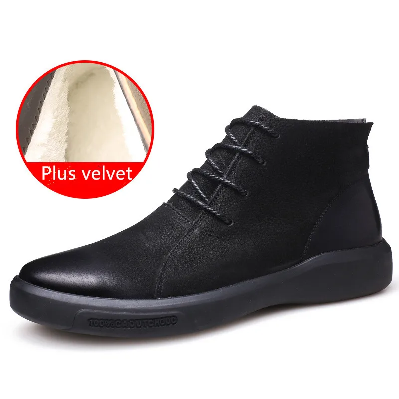 Новинка Мужские ботинки из натуральной кожи Ботильоны Модная обувь на шнуровке