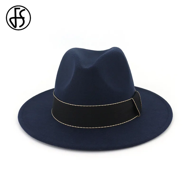 Женская шляпа с широкими полями FS лентой модный топ джазовая Кепка унисекс