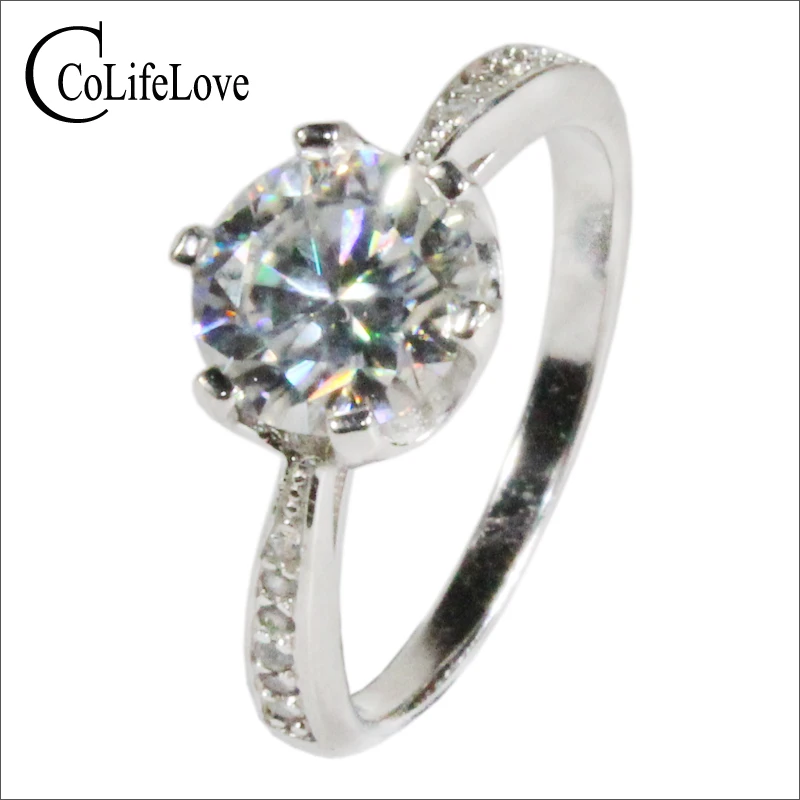 Ювелирные изделия CoLife 1.2ct 2ct D Цвет VVS1 класс Moissanite кольцо для свадьбы Серебро 925