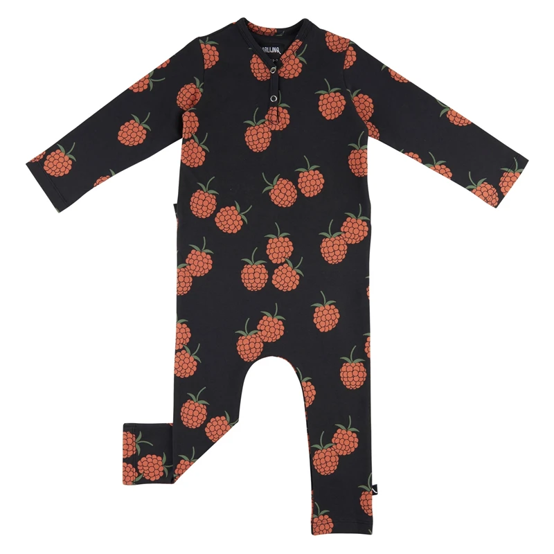 Black Romper CarlijnQ/Фирменный Детский свитер и штаны; Модные топы для маленьких мальчиков с изображением птиц и деревьев; осенне-зимние топы для девочек; зимняя одежда для малышей - Цвет: Black Romper