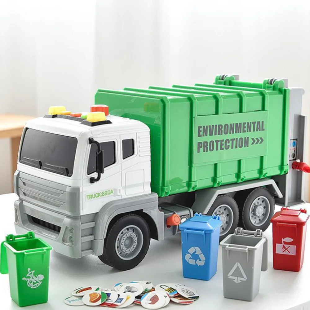 

1 Set of Garbage Truck Toys Garbage Sorter Kids Educational Toys with 40 Cards