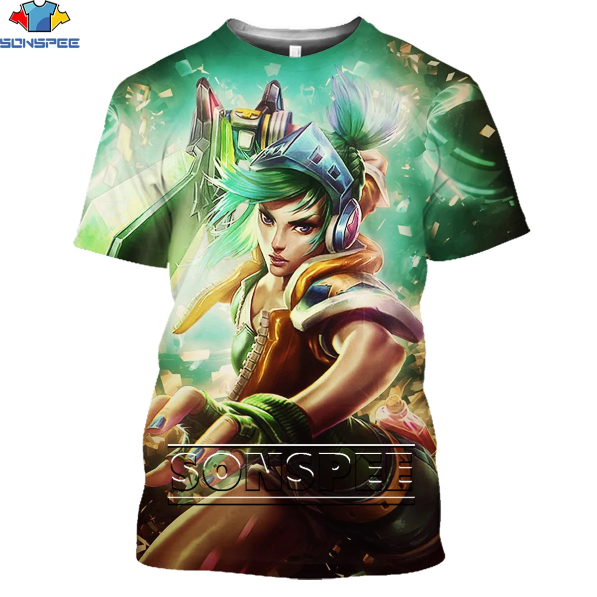 

SONSPEE League of Legends Arcane T-shirt 3D Men Women Classic Battle Game LOL The Exile Tshirt Riven Shirt Top Video Game Hero